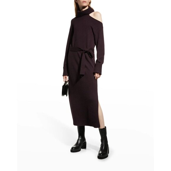 Paige Raundi Turtleneck Cut Out Wool Midi Sweater Dress Black Size Medium - Picture 4 of 14